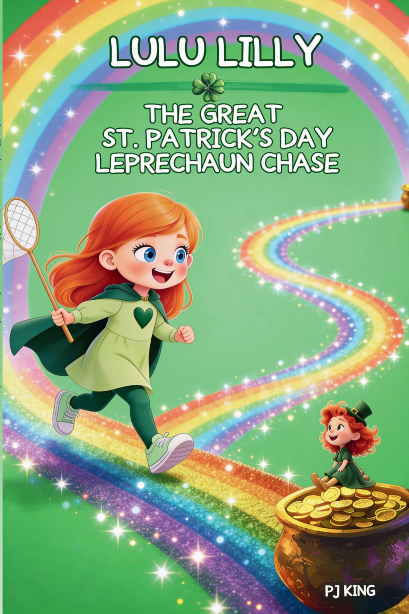 Book cover of Lulu Lilly The Great St. Patrick's Day Leprechaun Chase, an Irish leprechaun chapter book for kids