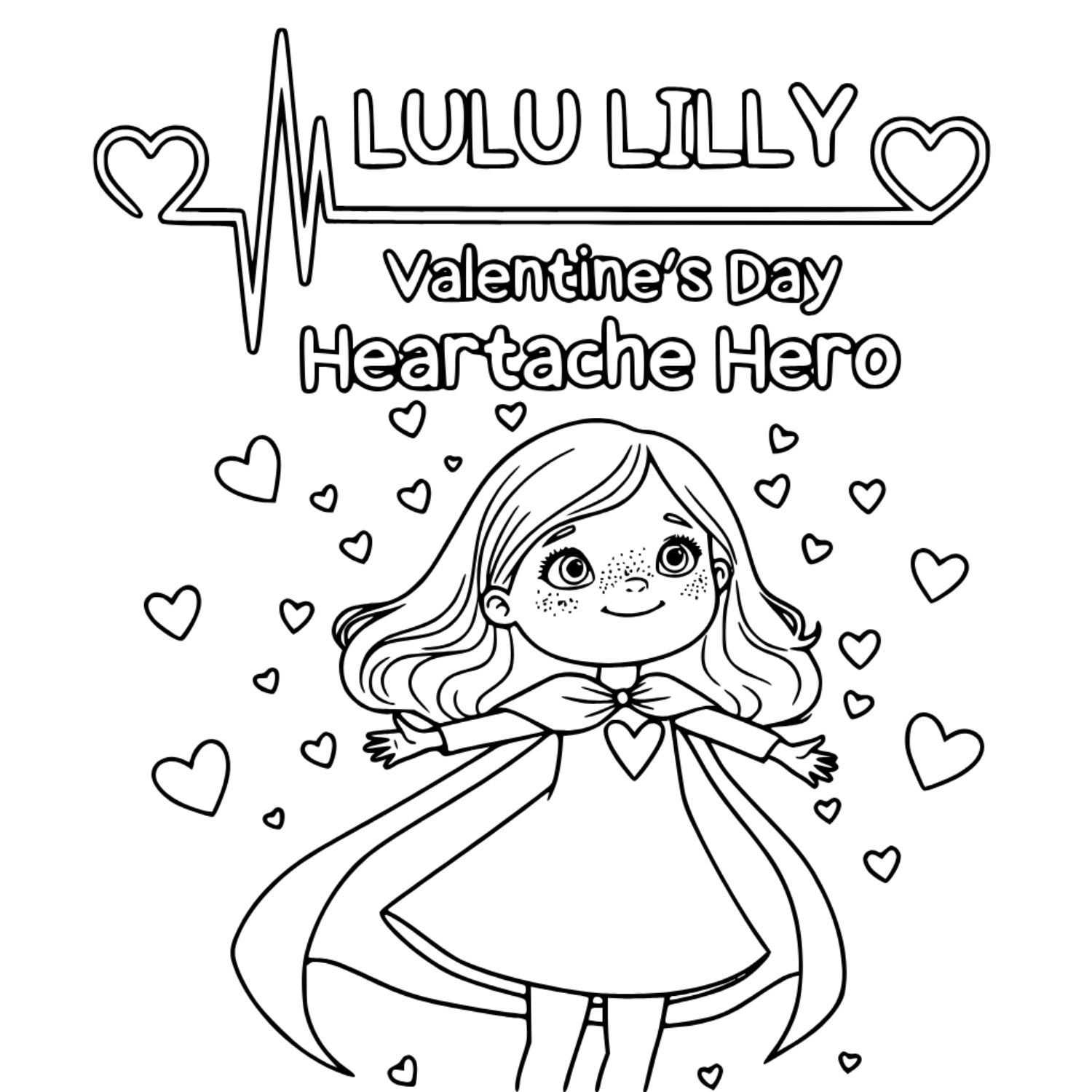 Heartache Hero book cover coloring page